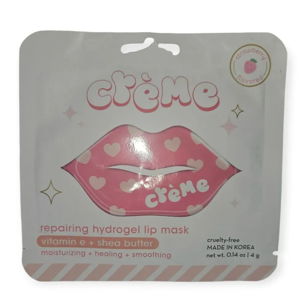 The Crème Shop Hydrogel Lip Mask Strawberry, 5-Pack, Vitamin E, Shea, NIB